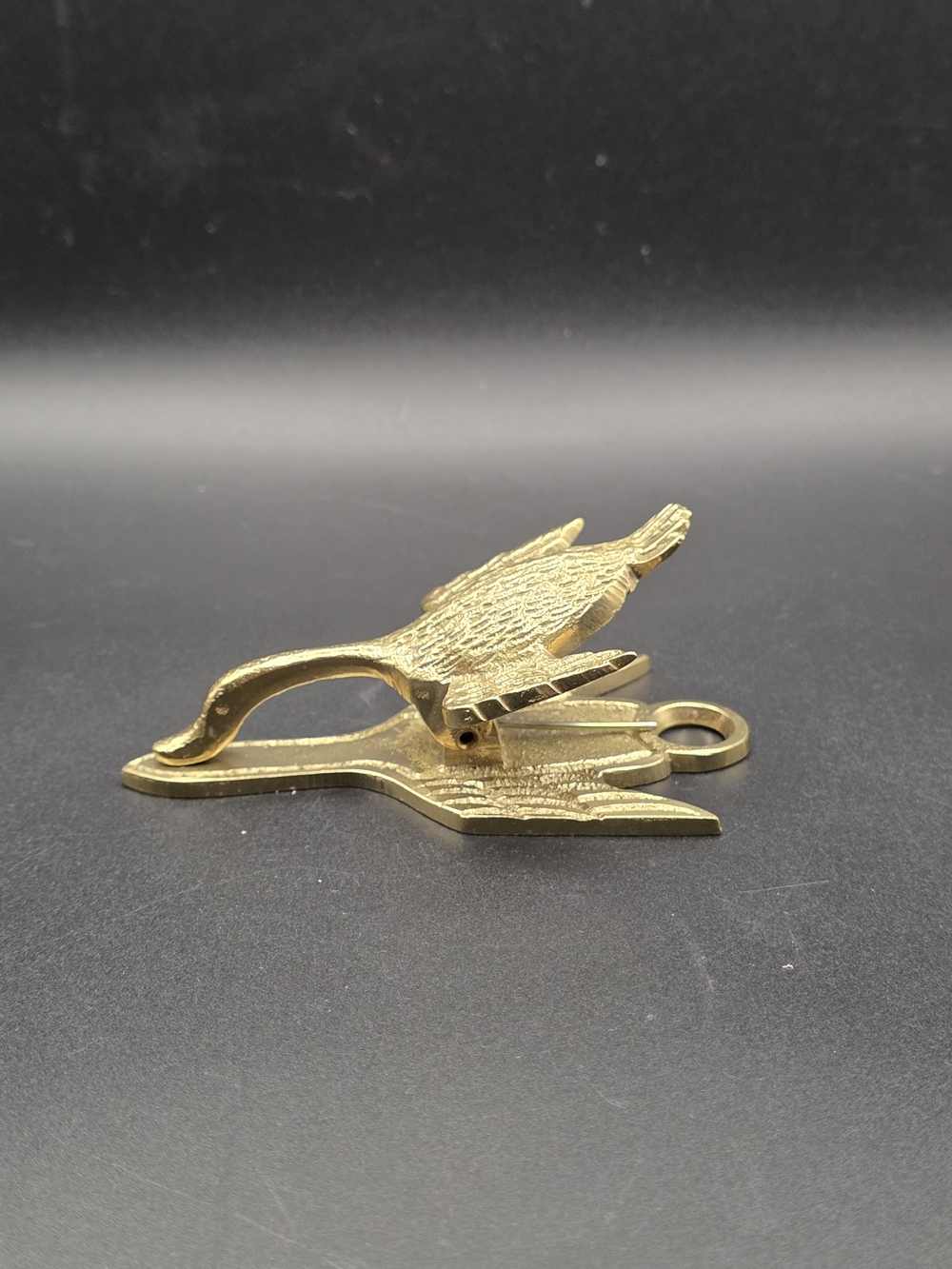 VTG 1986 Solid Brass Goose / Duck Paper Clip & Letter Holder